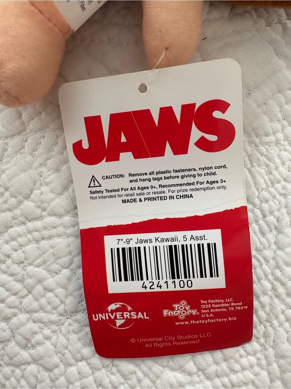 NWT Chrissie Watkins from Jaws 7 inch plush doll.Manufactured by the Toy Factory